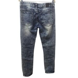 Trillnation Mens Acid Wash Distressed Biker Moto Jeans Blue Size 30 TND140A